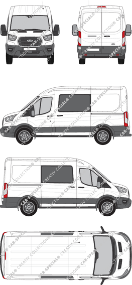 Ford Transit, van/transporter, L2H2, double cab, Rear Wing Doors, 2 Sliding Doors (2019)