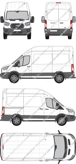 Ford Transit, van/transporter, L2H3, Rear Wing Doors, 1 Sliding Door (2019)