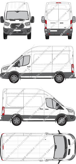 Ford Transit, furgón, L2H3, Rear Wing Doors, 1 Sliding Door (2019)