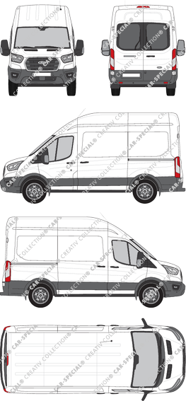 Ford Transit, van/transporter, L2H3, rear window, Rear Wing Doors, 2 Sliding Doors (2019)