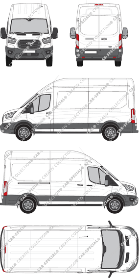 Ford Transit, furgón, L3H3, Rear Wing Doors, 1 Sliding Door (2019)