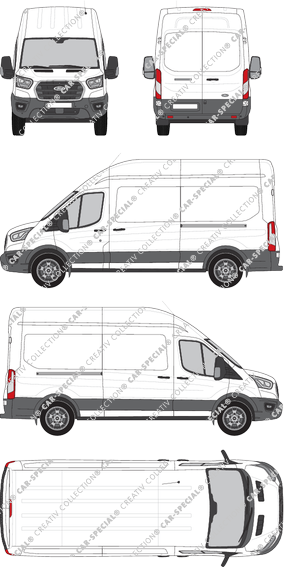 Ford Transit, van/transporter, L3H3, Rear Wing Doors, 2 Sliding Doors (2019)