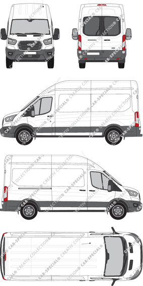 Ford Transit, Kastenwagen, L3H3, Heck verglast, Rear Wing Doors, 1 Sliding Door (2019)