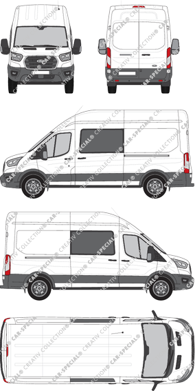 Ford Transit, van/transporter, L3H3, double cab, Rear Wing Doors, 2 Sliding Doors (2019)