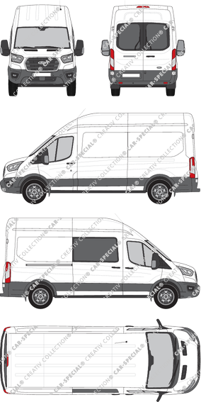 Ford Transit, van/transporter, L3H3, Heck verglast, rechts teilverglast, Rear Wing Doors, 1 Sliding Door (2019)