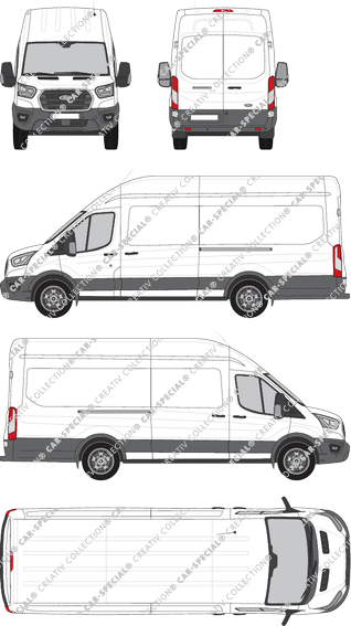 Ford Transit, van/transporter, L4H3, Rear Wing Doors, 2 Sliding Doors (2019)