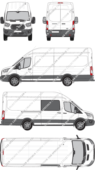 Ford Transit, furgone, L4H3, rechts teilverglast, Rear Wing Doors, 1 Sliding Door (2019)