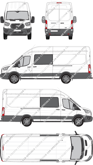 Ford Transit, van/transporter, L4H3, double cab, Rear Wing Doors, 2 Sliding Doors (2019)