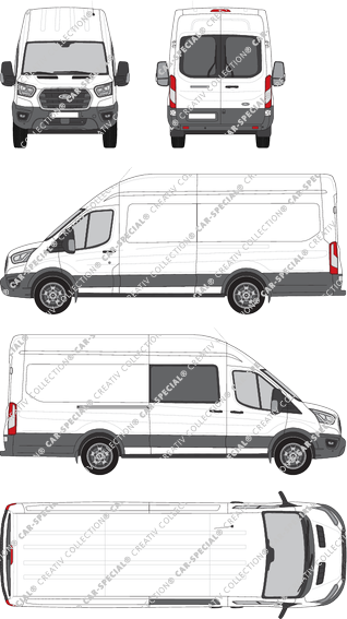 Ford Transit, van/transporter, L4H3, Heck verglast, rechts teilverglast, Rear Wing Doors, 1 Sliding Door (2019)