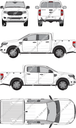Ford Ranger XL, XL, Pick-up, cabina doble, 4 Doors (2019)