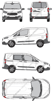 Ford Transit Courier, van/transporter, Heck verglast, rechts teilverglast, Rear Wing Doors, 1 Sliding Door (2018)