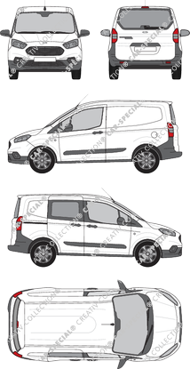 Ford Transit Courier, Kastenwagen, Heck verglast, rechts teilverglast, Rear Flap, 1 Sliding Door (2018)