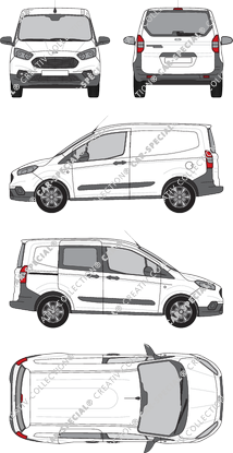 Ford Transit Courier, van/transporter, Heck verglast, rechts teilverglast, Rear Flap, 1 Sliding Door (2018)