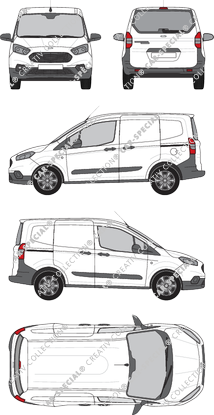 Ford Transit Courier, van/transporter, rear window, Rear Flap, 2 Sliding Doors (2018)
