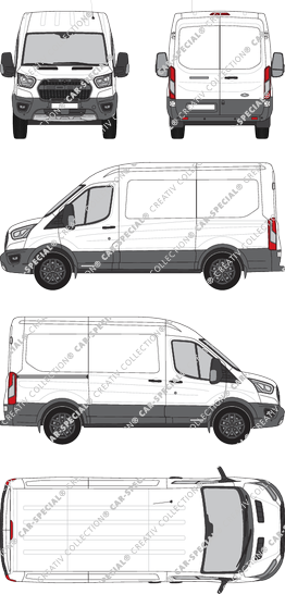 Ford Transit Trail, furgón, L2H2, Rear Wing Doors, 1 Sliding Door (2020)