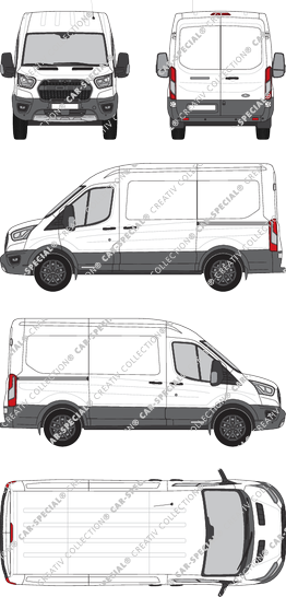 Ford Transit Trail, fourgon, L2H2, Rear Wing Doors, 2 Sliding Doors (2020)