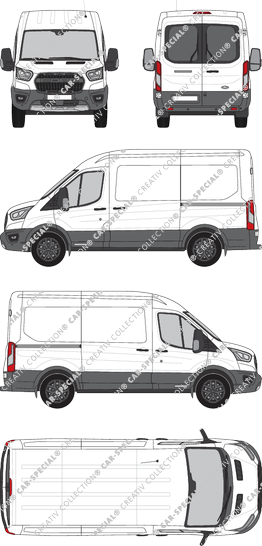 Ford Transit Trail, furgón, L2H2, ventana de parte trasera, Rear Wing Doors, 2 Sliding Doors (2020)