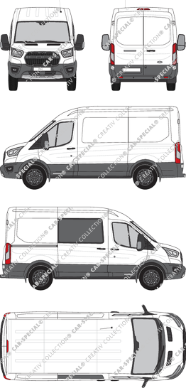 Ford Transit Trail, van/transporter, L2H2, rechts teilverglast, Rear Wing Doors, 1 Sliding Door (2020)