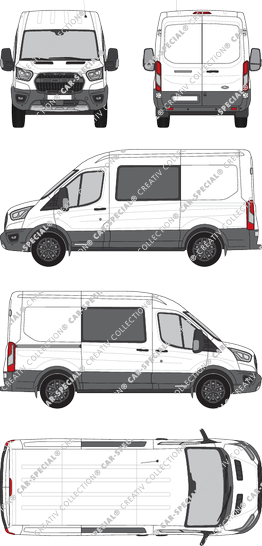 Ford Transit Trail, Kastenwagen, L2H2, Doppelkabine, Rear Wing Doors, 1 Sliding Door (2020)