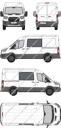 Ford Transit Trail, fourgon, L2H2, double cabine, Rear Wing Doors, 2 Sliding Doors (2020)