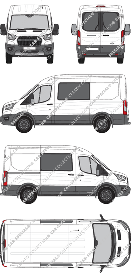 Ford Transit Trail, Kastenwagen, L2H2, Heck verglast, Doppelkabine, Rear Wing Doors, 1 Sliding Door (2020)