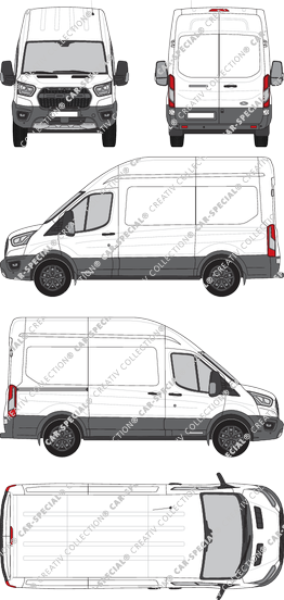 Ford Transit Trail, Kastenwagen, L2H3, Rear Wing Doors, 1 Sliding Door (2020)