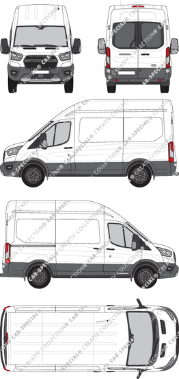 Ford Transit Trail, furgón, L2H3, ventana de parte trasera, Rear Wing Doors, 1 Sliding Door (2020)