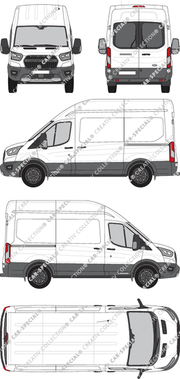 Ford Transit Trail, Kastenwagen, L2H3, Heck verglast, Rear Wing Doors, 2 Sliding Doors (2020)