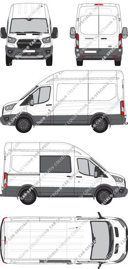 Ford Transit Trail, furgone, L2H3, rechts teilverglast, Rear Wing Doors, 1 Sliding Door (2020)