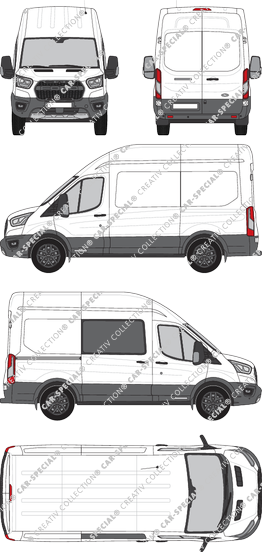 Ford Transit Trail, van/transporter, L2H3, rechts teilverglast, Rear Wing Doors, 1 Sliding Door (2020)