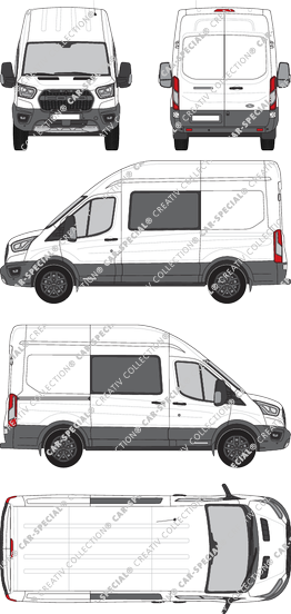 Ford Transit Trail, Kastenwagen, L2H3, Doppelkabine, Rear Wing Doors, 1 Sliding Door (2020)