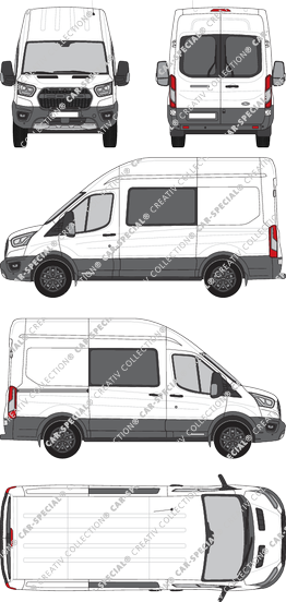 Ford Transit Trail, Kastenwagen, L2H3, Heck verglast, Doppelkabine, Rear Wing Doors, 1 Sliding Door (2020)