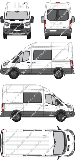 Ford Transit Trail, fourgon, L2H3, Heck verglast, double cabine, Rear Wing Doors, 2 Sliding Doors (2020)