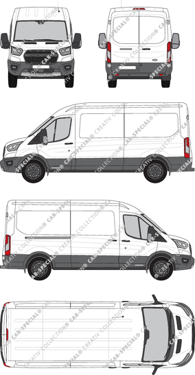 Ford Transit Trail, fourgon, L3H2, Rear Wing Doors, 1 Sliding Door (2020)