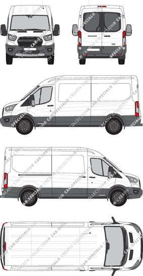 Ford Transit Trail, furgone, L3H2, vitre arrière, Rear Wing Doors, 1 Sliding Door (2020)