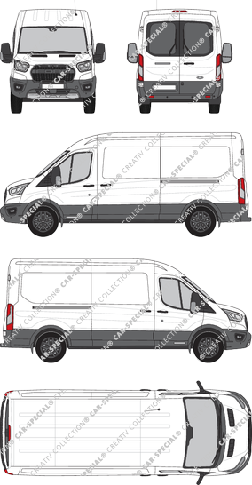Ford Transit Trail, van/transporter, L3H2, rear window, Rear Wing Doors, 2 Sliding Doors (2020)