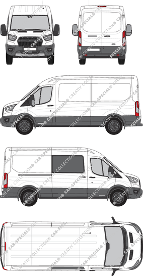 Ford Transit Trail, furgón, L3H2, rechts teilverglast, Rear Wing Doors, 1 Sliding Door (2020)