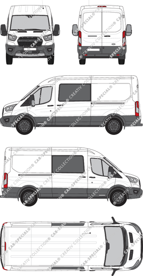 Ford Transit Trail, Kastenwagen, L3H2, Doppelkabine, Rear Wing Doors, 2 Sliding Doors (2020)