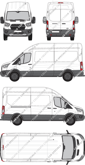 Ford Transit Trail, furgón, L3H3, Rear Wing Doors, 1 Sliding Door (2020)