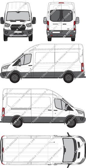 Ford Transit Trail, furgón, L3H3, ventana de parte trasera, Rear Wing Doors, 1 Sliding Door (2020)