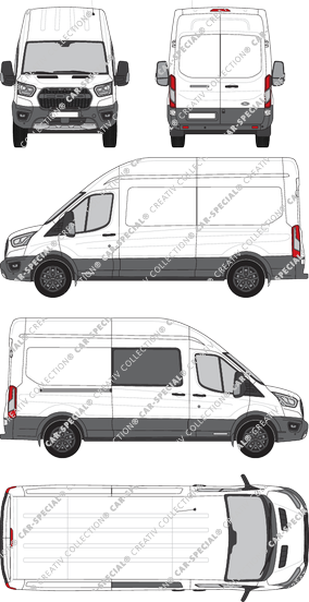 Ford Transit Trail, van/transporter, L3H3, rechts teilverglast, Rear Wing Doors, 1 Sliding Door (2020)