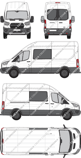 Ford Transit Trail, fourgon, L3H3, Heck verglast, double cabine, Rear Wing Doors, 1 Sliding Door (2020)