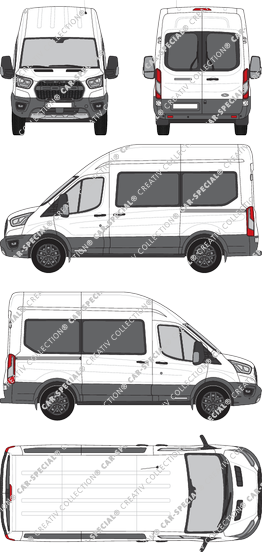 Ford Transit Trail, minibus, L2H3, Rear Wing Doors, 2 Sliding Doors (2020)