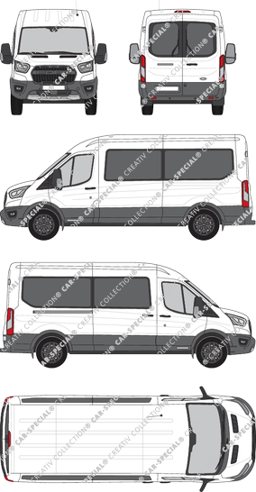 Ford Transit Trail, microbús, L3H2, Rear Wing Doors, 1 Sliding Door (2020)