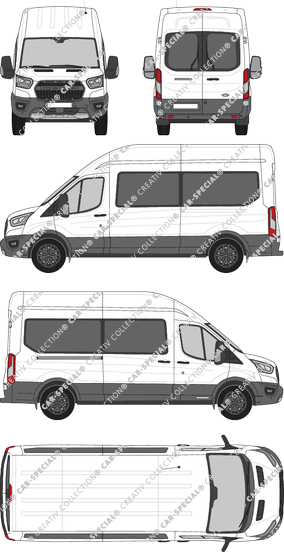 Ford Transit Trail, microbús, L3H3, Rear Wing Doors, 1 Sliding Door (2020)