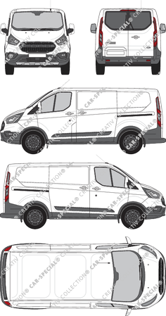 Ford Transit Custom Trail, Trail, fourgon, L1H1, Heck verglast, Rear Wing Doors, 2 Sliding Doors (2020)