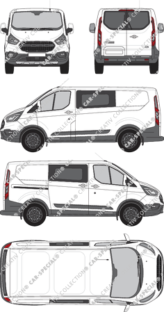 Ford Transit Custom Trail, Trail, fourgon, L1H1, Heck verglast, double cabine, Rear Wing Doors, 1 Sliding Door (2020)
