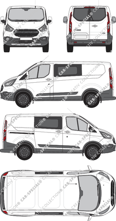 Ford Transit Custom Trail, Trail, van/transporter, L1H1, rear window, double cab, Rear Wing Doors, 1 Sliding Door (2020)