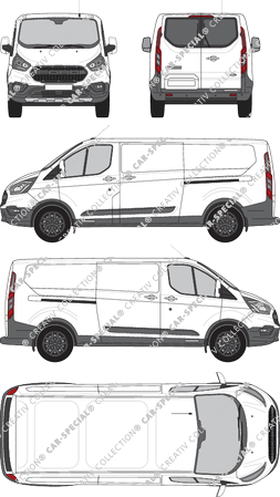 Ford Transit Custom Trail, Trail, fourgon, L2H1, Heck verglast, Rear Wing Doors, 2 Sliding Doors (2020)