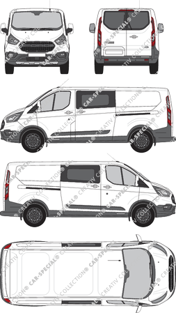 Ford Transit Custom Trail, Trail, fourgon, L2H1, Heck verglast, double cabine, Rear Wing Doors, 2 Sliding Doors (2020)